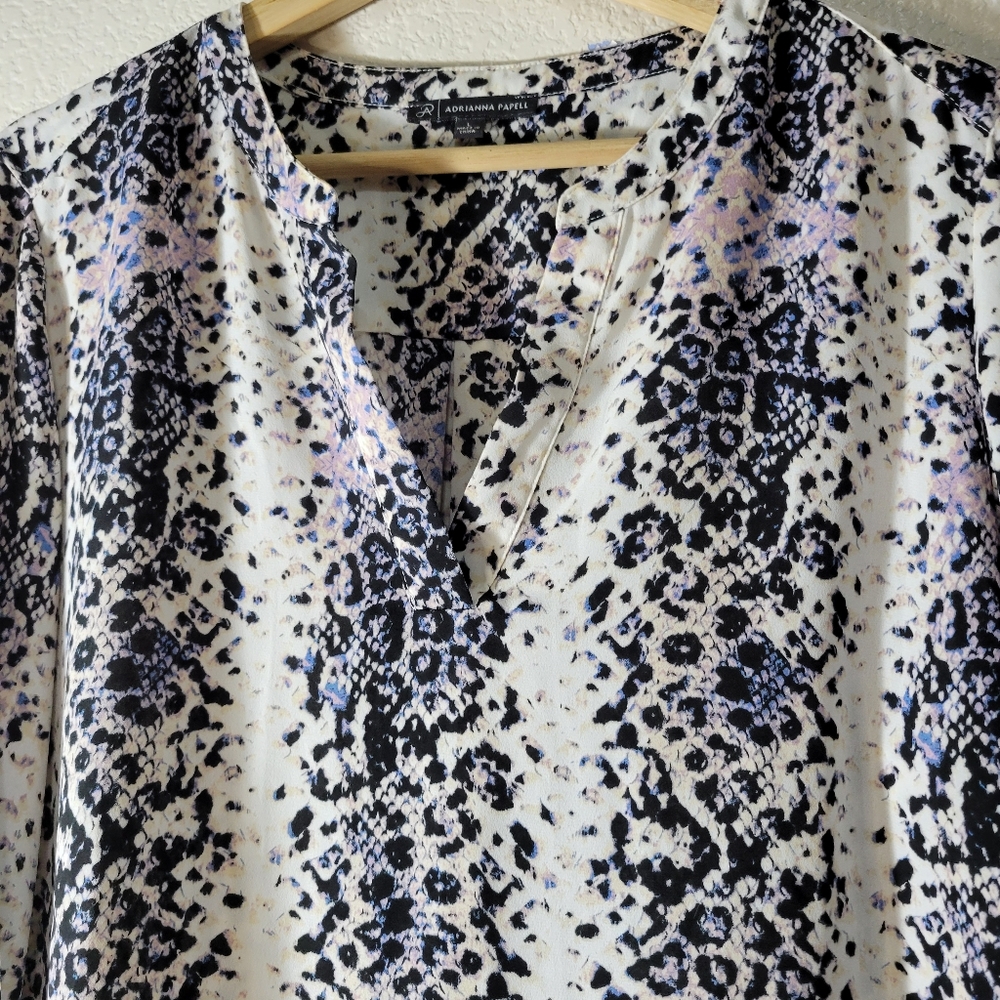 Adrianna Papell Long Sleeve Sheer Animal Print Blouse - Picture 2 of 4